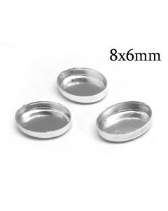 Sterling Silver 925 Oval Bezel Сup Settings 8x6mm without loops
