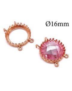 Brass Round Crown Bezel Cup 16mm 4 loops fit Swarowski 1122